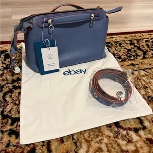 Fendi By The Way Mini Blue Leather Satchel - Authentic - w/ strap & dustbag